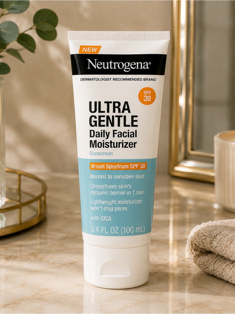 Neutrogena Ultra Gentle Daily Facial Moisturizer SPF 30 CICA 3.4 oz NEW